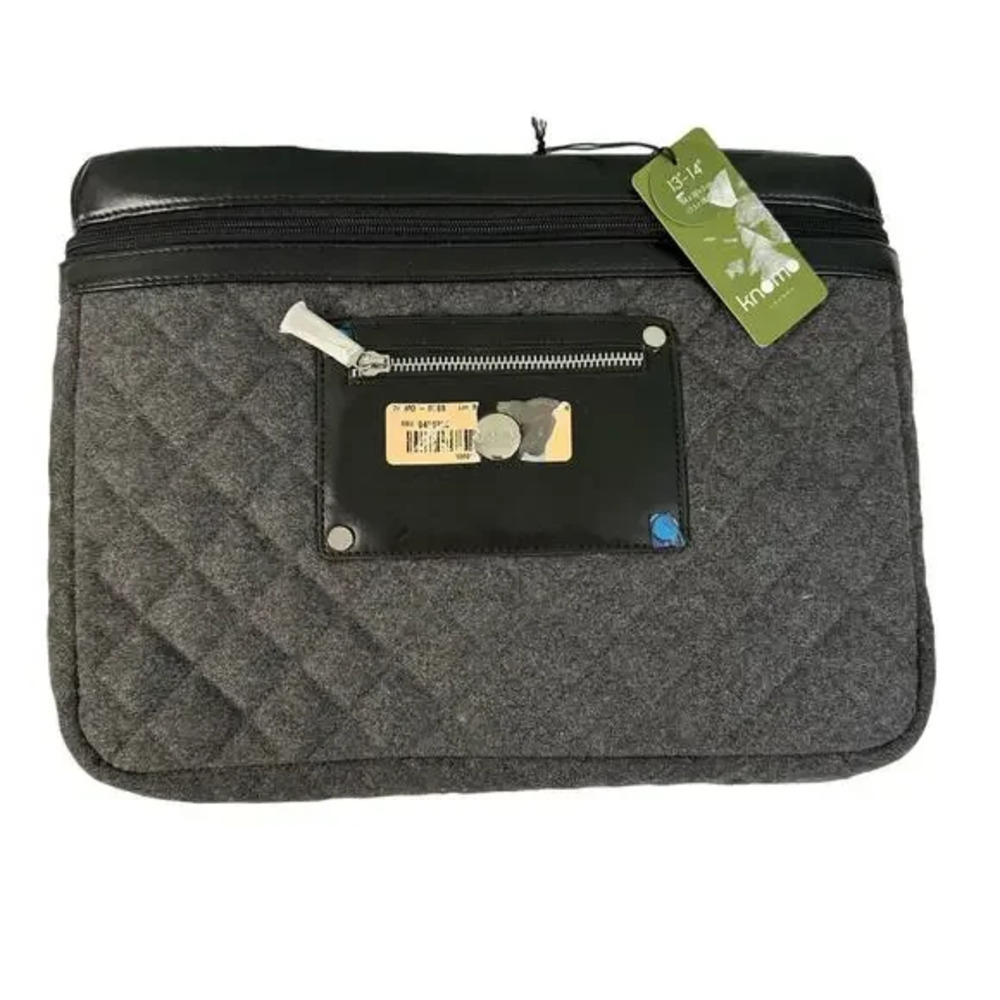 Knomo London Aurora Laptop Case Bag Slim Small 13-14" Quilted School Gray NWT